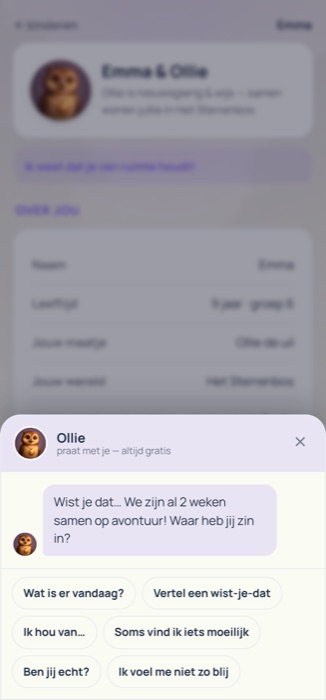 Maatjechat: Ollie opent met 'We zijn al 2 weken samen op avontuur! Waar heb jij zin in?'